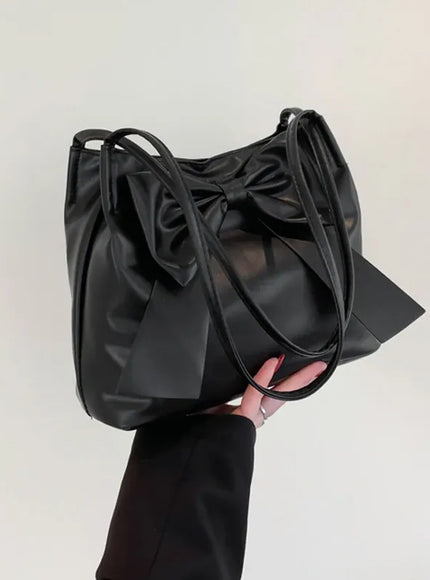 KissICON Black Bow Handlebags Shoulder Bags Leisure Armpit Shopping
