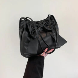 KissICON Black Bow Handlebags Shoulder Bags Leisure Armpit Shopping