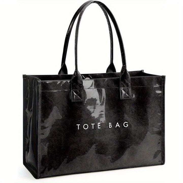 Chic Glossy PVC Tote Elegant Work Travel Shopping Bag