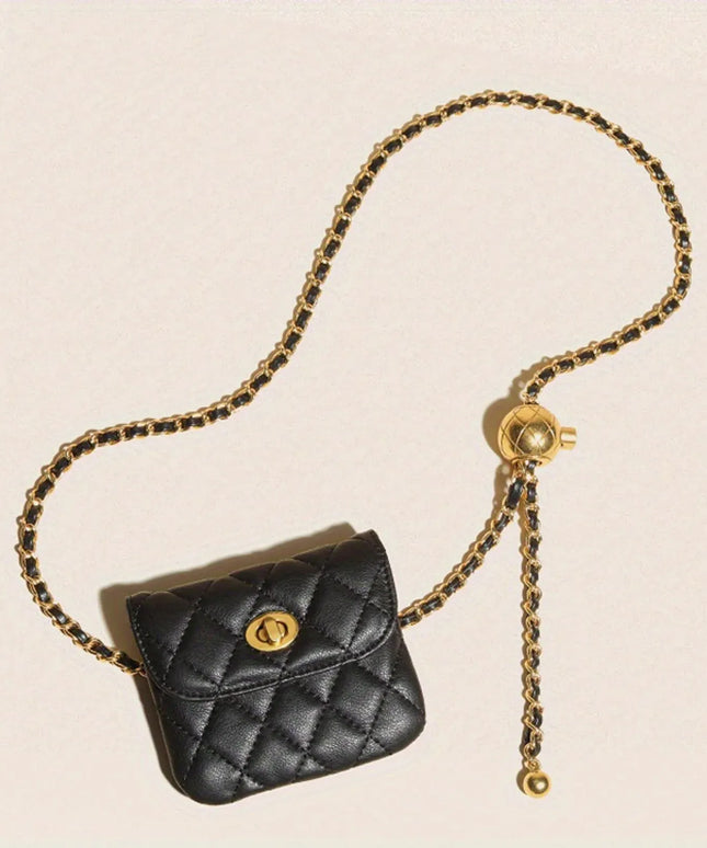 KissICON black Chic Leather Chain Waist Crossbody – Shoulder Belt