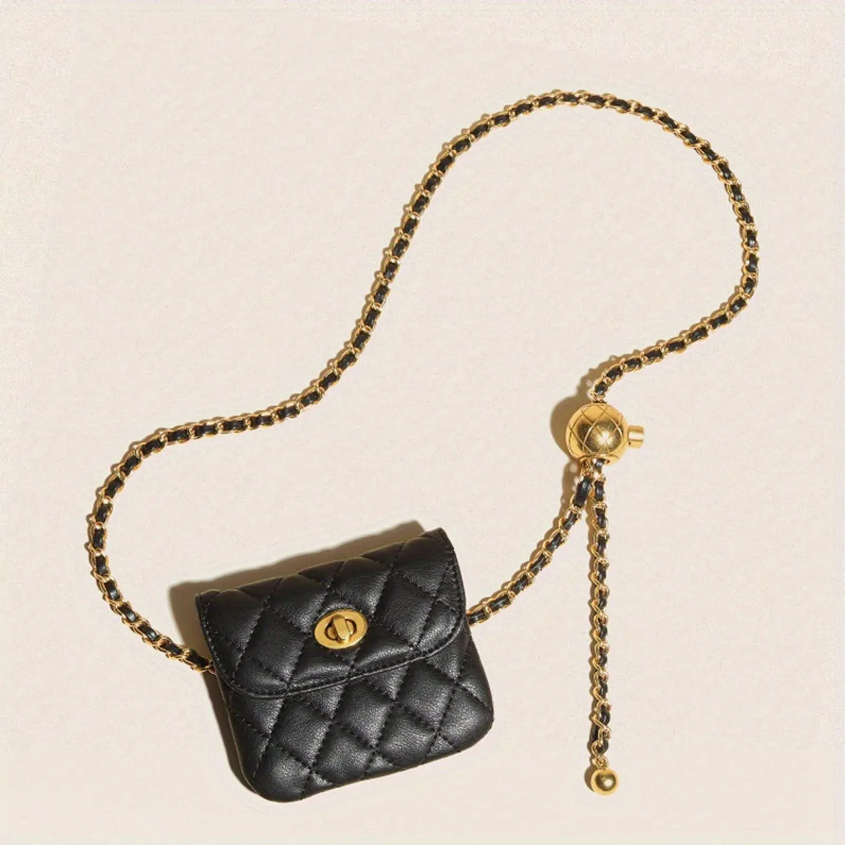 KissICON black Chic Leather Chain Waist Crossbody – Shoulder Belt