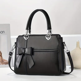 jkthpu-45 Black Chic Solid Bow Tote Versatile Everyday Elegance