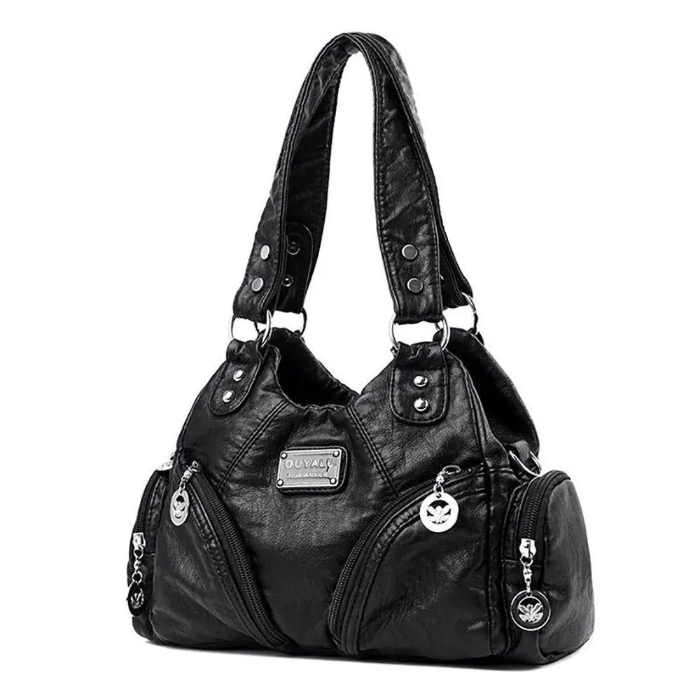Dropshipman Black / CHINA Retro Pu Leather Shoulder Bags Luxury Designer HandBags Women's Trend Tote Bag Crossbody Motorcycle Bags for Women