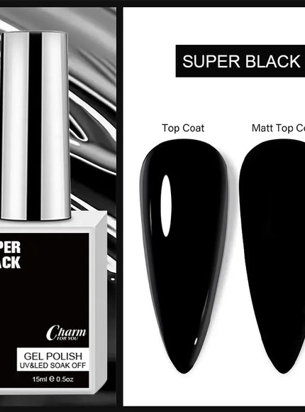 KissICON black Classic Gel Nail Polish 15ml Black White Red