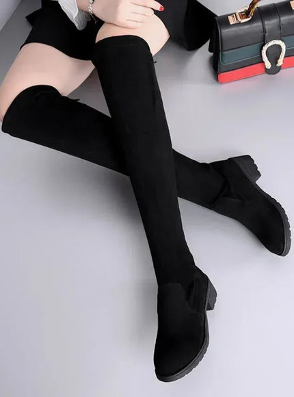 KissICON Black cotton lining / 40 Women Boots Winter Black Over The Knee Boots