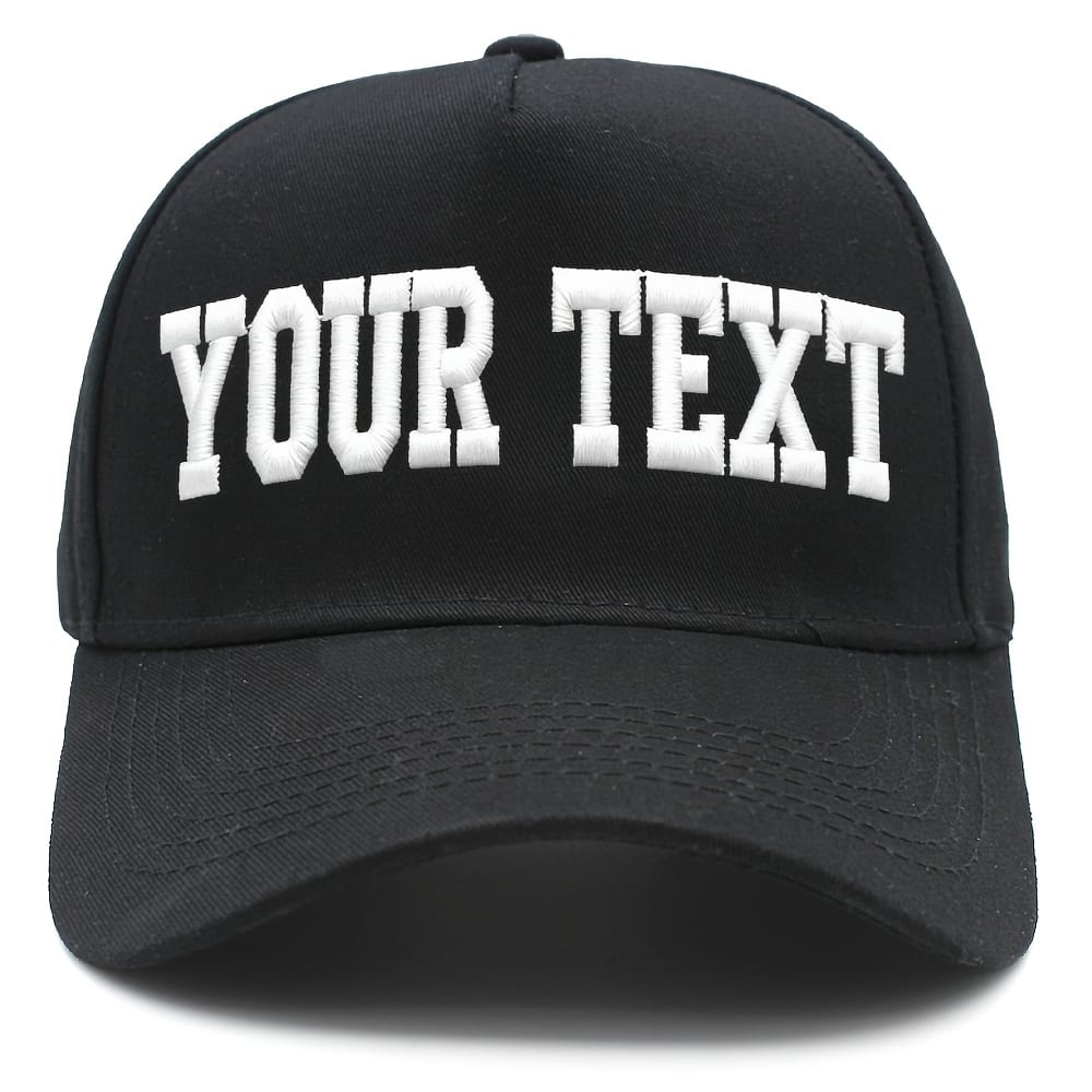 KissICON Black Custom Embroidered Baseball Cap Your Text Your Style