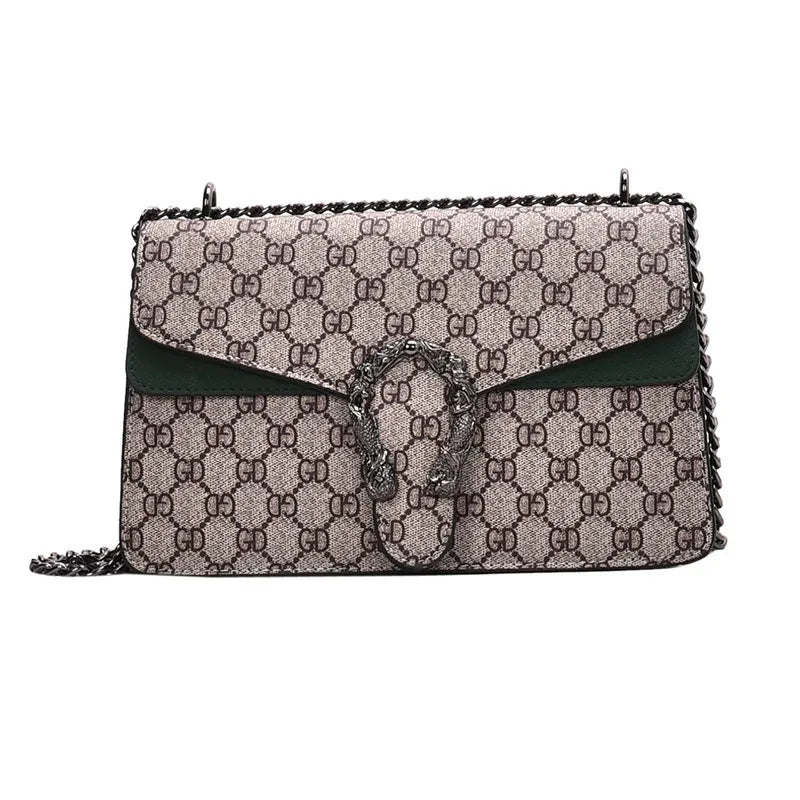 KissICON black Dionysus Women's Print Shoulder Slung Bags Chain Bag