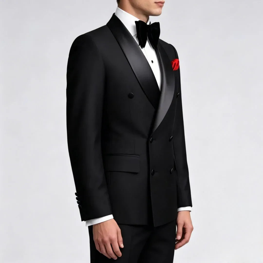 KissICON Black DoubleBreasted Suit Wedding Business Banquet Essential