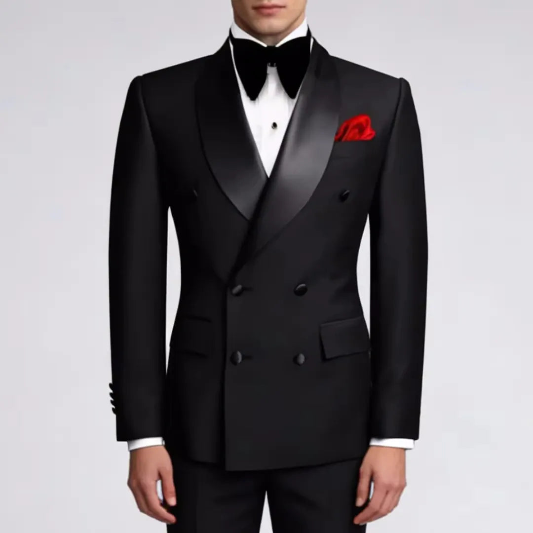 KissICON Black DoubleBreasted Suit Wedding Business Banquet Essential
