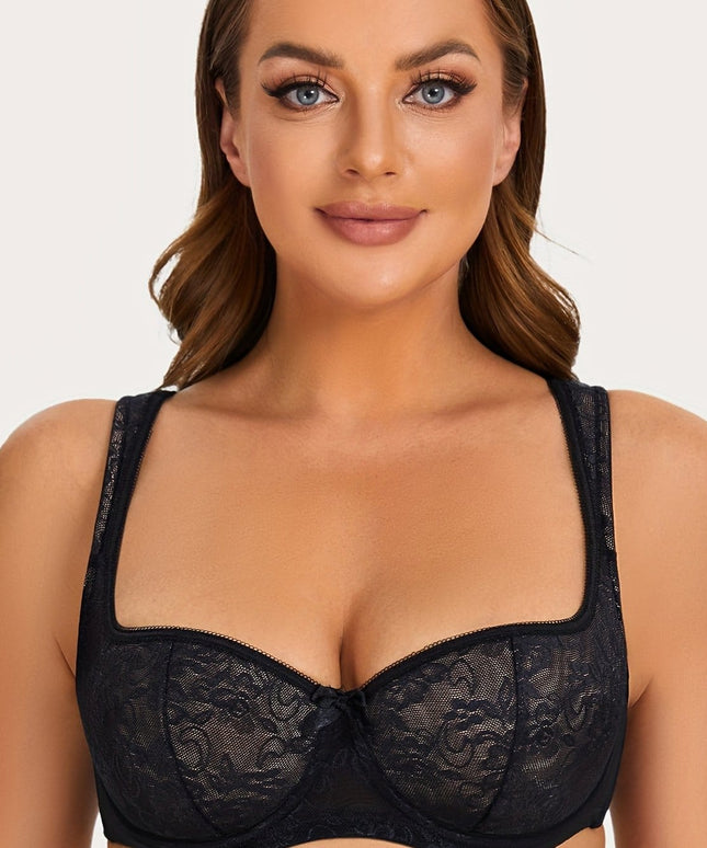 KissICON Black / EU 80E Curve Elegant Bra – Women's Bow Decor