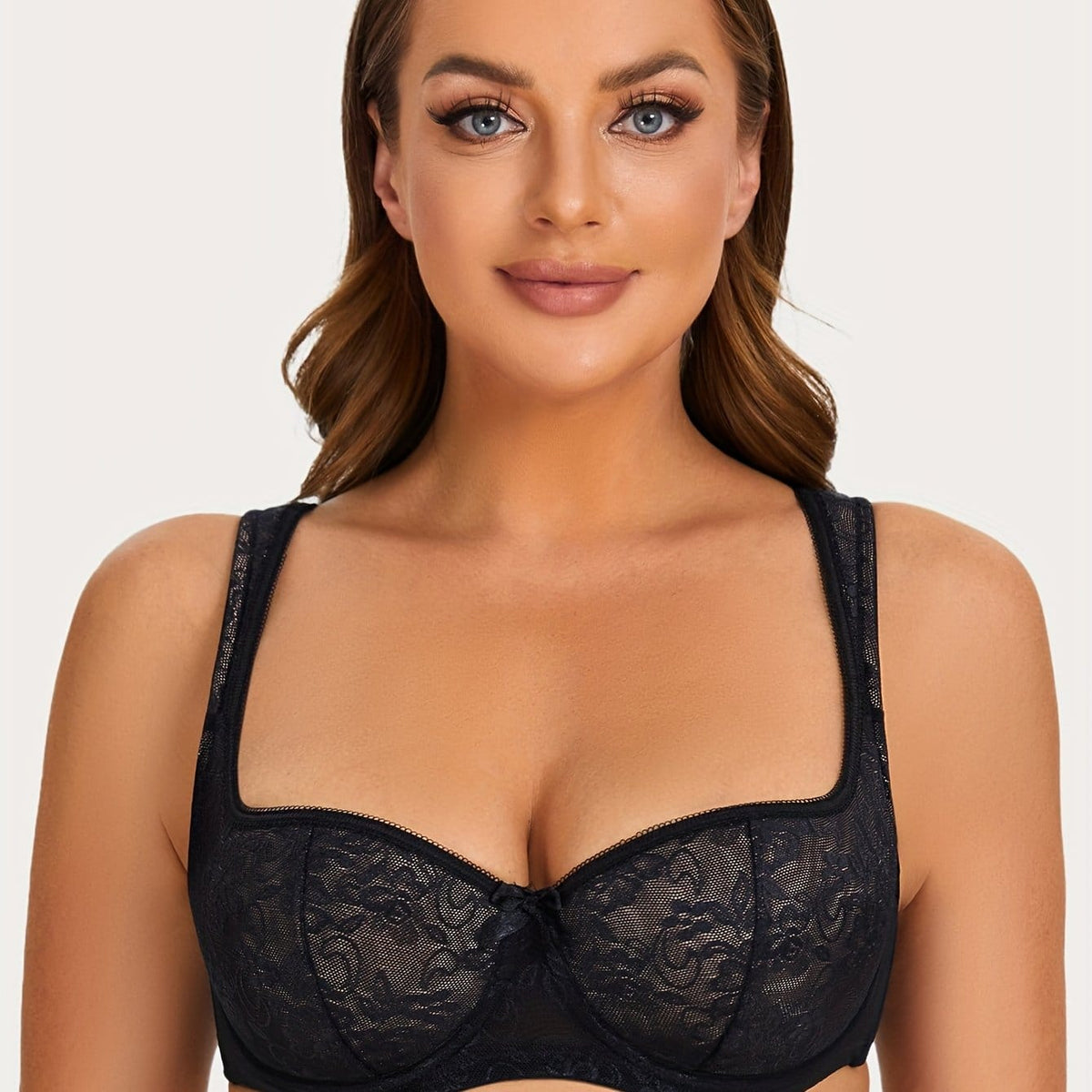 KissICON Black / EU 80E Curve Elegant Bra – Women's Bow Decor