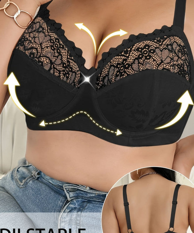 KissICON Black / EU 85C Women's Curve Bras – Underwire Elegant Lace