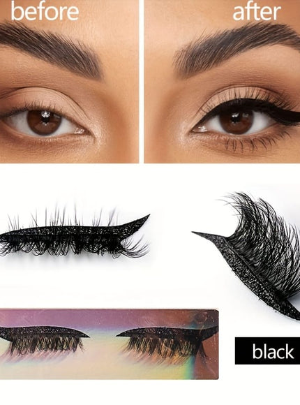 KissICON Black Eyeliner Eyelash Stickers One Box One Pair 💋 Self-Adhesive Glitter Eyelash Stickers - Waterproof