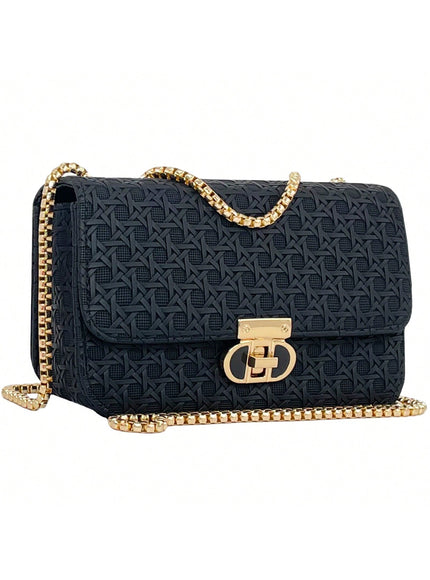 KissICON Black Fashionable Lightweight Mini Golden Chain Shoulder Clutch