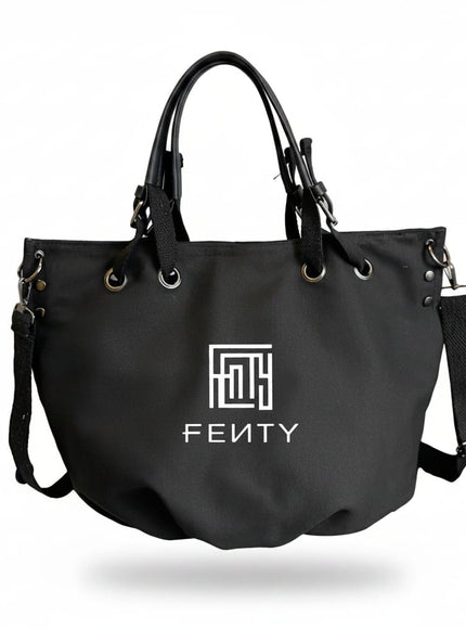 KissICON Bags Black FENTY Logo Black Canvas Tote & Crossbody Bag