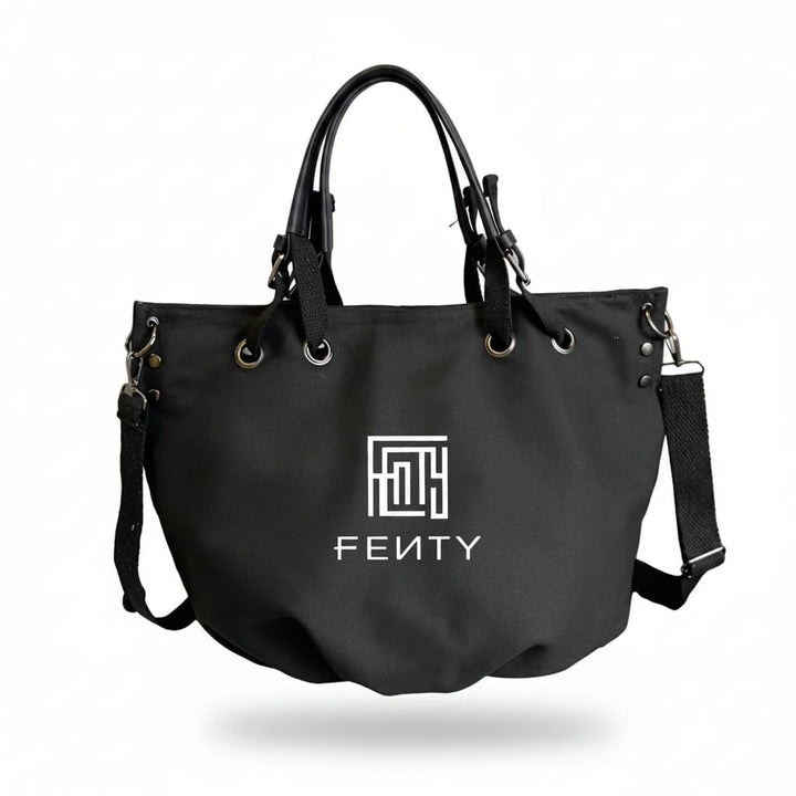 FENTY Logo Black Canvas Tote & Crossbody Bag
