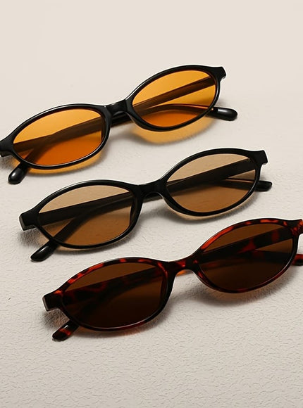 jkthpu-45 Black Frame Orange Red Tablets + Black Frame Champagne Tablets + Bean Flower Tea Tablets 3Pc Thin Rim FullFrame Glasses Trendy Minimalist Style