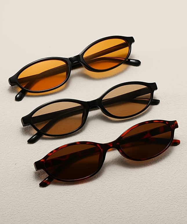 jkthpu-45 Black Frame Orange Red Tablets + Black Frame Champagne Tablets + Bean Flower Tea Tablets 3Pc Thin Rim FullFrame Glasses Trendy Minimalist Style
