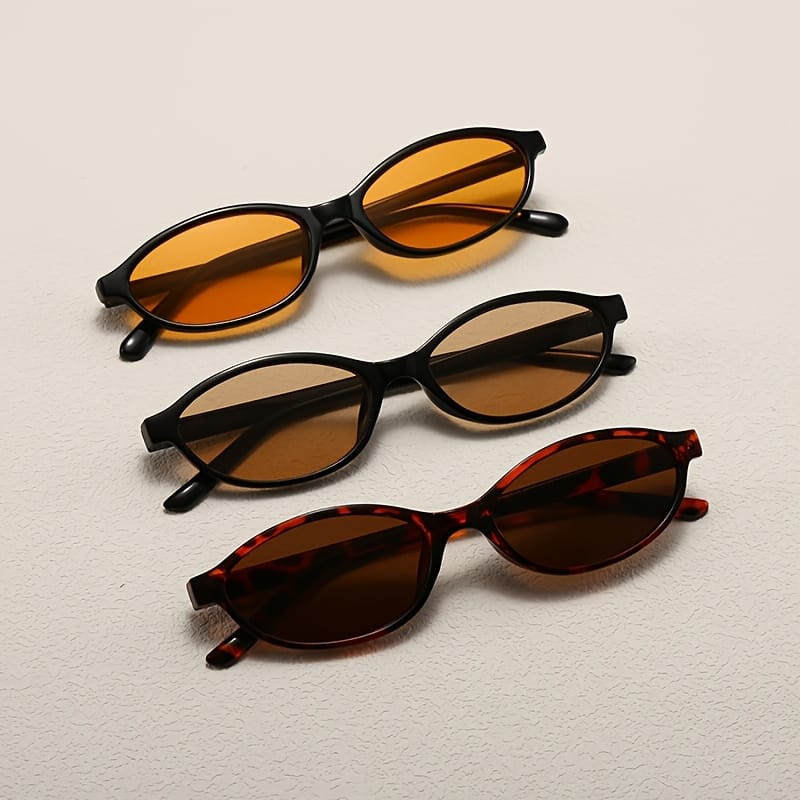 jkthpu-45 Black Frame Orange Red Tablets + Black Frame Champagne Tablets + Bean Flower Tea Tablets 3Pc Thin Rim FullFrame Glasses Trendy Minimalist Style