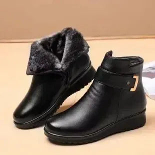 KissICON black fur / 36 Mum Women's Warm Shoes Winter Padded Thickened Short