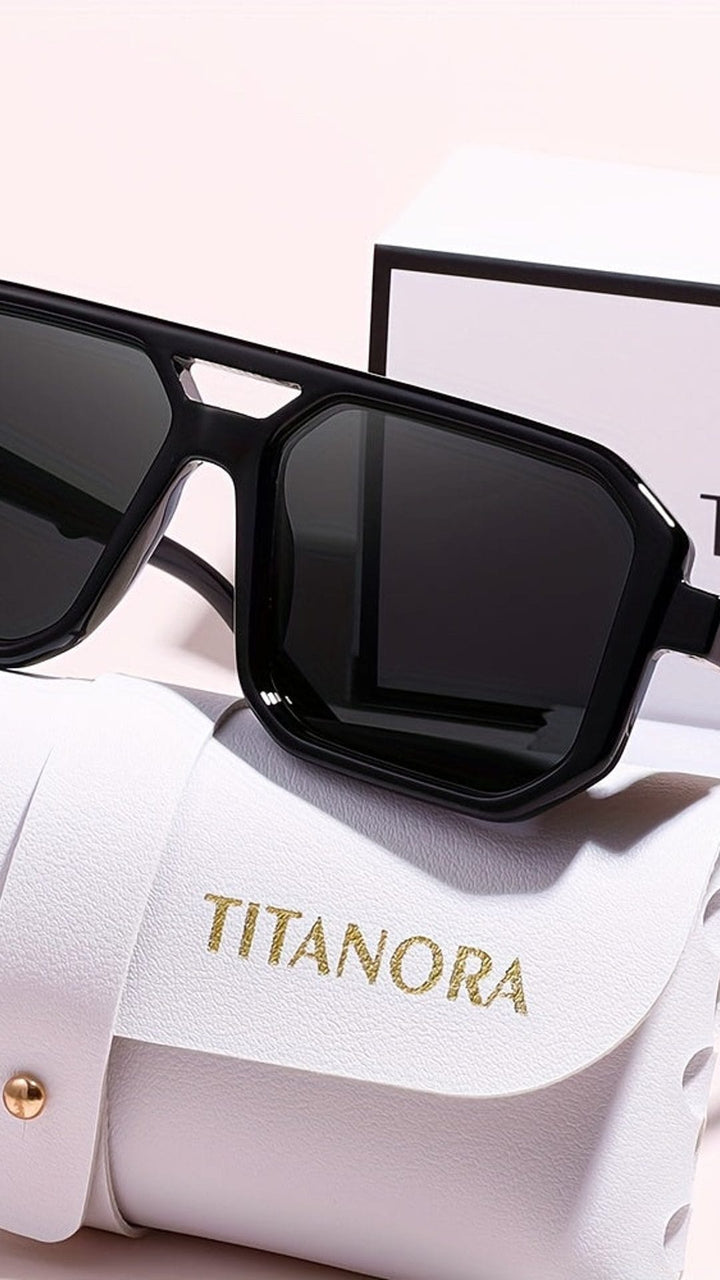 Golden Retro Square Glasses Bold Green Lenses Couples Style