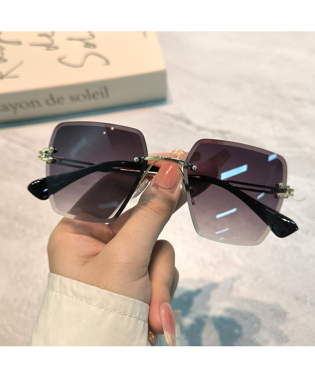 jkthpu-45 Black Gray Retro Large Frame Fashion Glasses Chic Style