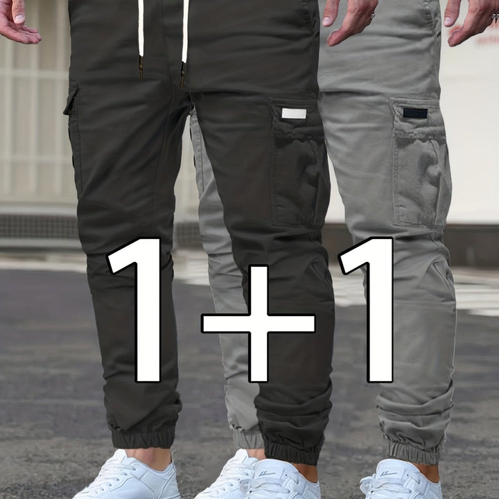 Mens Durable MultiPocket Cargo Work Pants 2 Pairs
