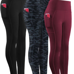 jkthpu-45 Black/grey Camouflage/burgundy / UK 16 Three-piece Set, Sports Yoga Pants for Women, High