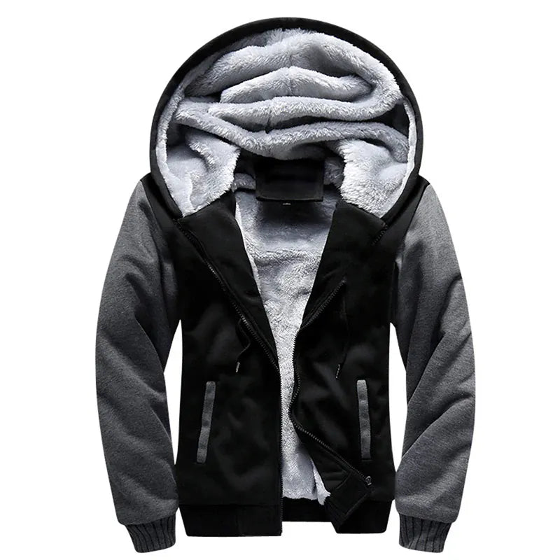 KissICON Black Grey / L Mens Camo Thicken Fleece Lined Winter Streetwear Jacket