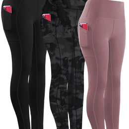 jkthpu-45 Black/grey Print/pink / UK 16 Three-piece Set, Sports Yoga Pants for Women, High