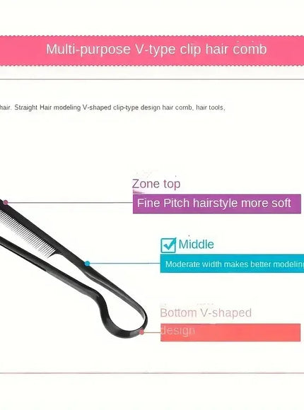 KissICON black Hairdressing V-Comb Messy Hair Finishing Splint - Wig