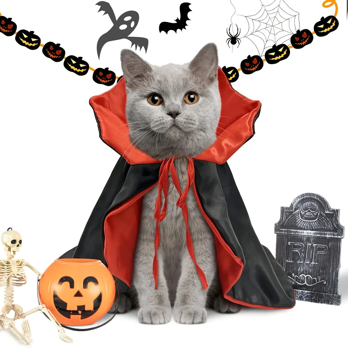 KissICON black Halloween Dog Costume Cat Costume Vampire Cape Pet Costume Funny Devil Cloak Cosplay Outfit Halloween Party Dress Up Accessories