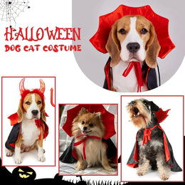 KissICON black Halloween Dog Costume Cat Costume Vampire Cape Pet Costume Funny Devil Cloak Cosplay Outfit Halloween Party Dress Up Accessories