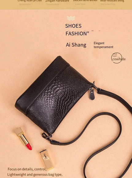 KissICON black Handbag – Leather Crocodile Pattern