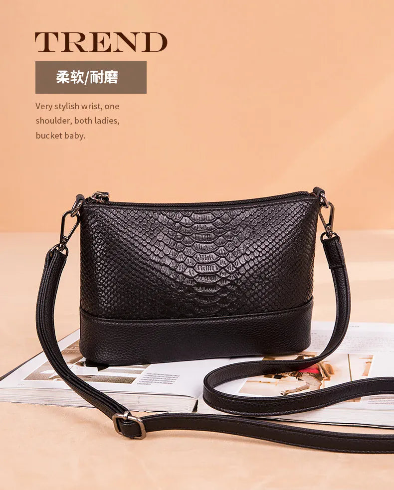 KissICON black Handbag – Leather Crocodile Pattern