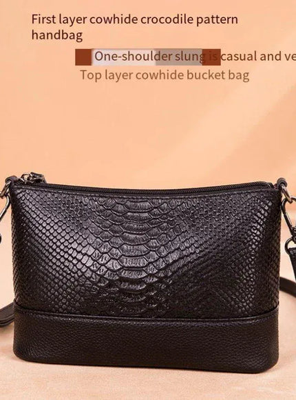 KissICON black Handbag – Leather Crocodile Pattern