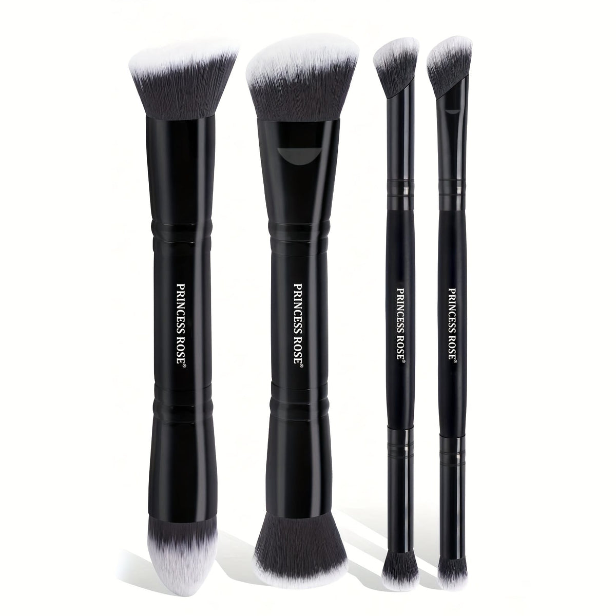 KissICON Black Handle Black Hair / 4PCS Makeup Brush Rose Princess 4pc Pro Dualended Makeup Brush Set