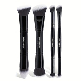KissICON Black Handle Black Hair / 4PCS Makeup Brush Rose Princess 4pc Pro Dualended Makeup Brush Set