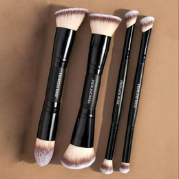KissICON Black Handle White Hair / 4PCS Makeup Brush Rose Princess 4pc Pro Dualended Makeup Brush Set
