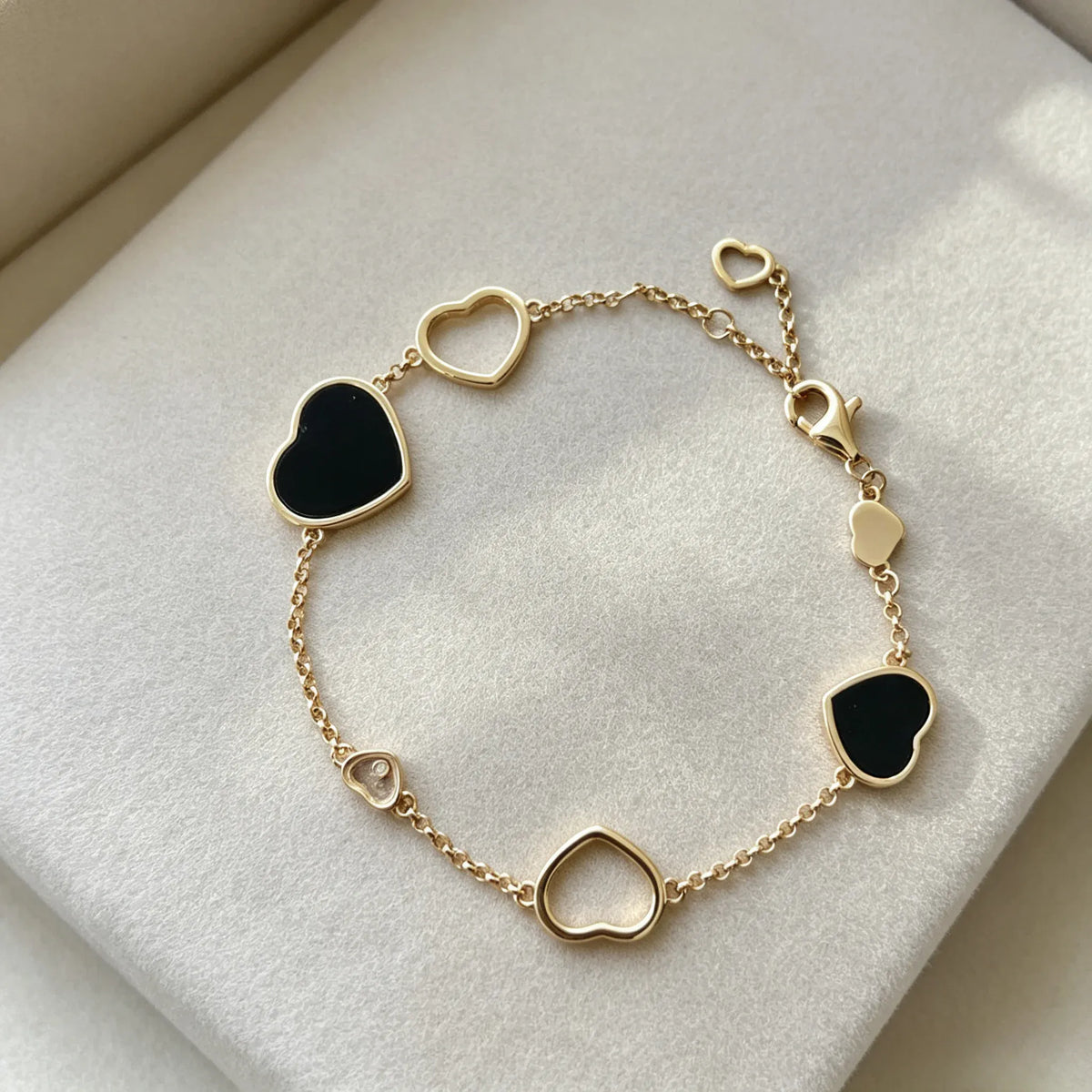 KissICON Black Heart‑Shaped Jewellery Women's Necklace Bracelet Earrings S925 Silver Plating Rose Gold 5A Zircon High-End Exquisite Party Gift