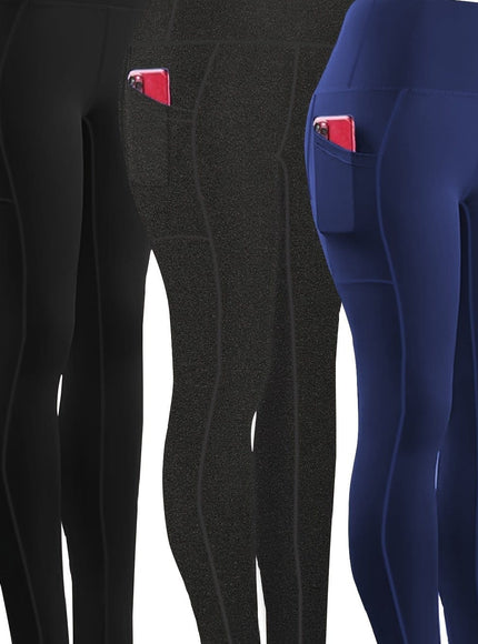 jkthpu-45 Black/hemp Gray/navy Blue / UK 16 Three-piece Set, Sports Yoga Pants for Women, High