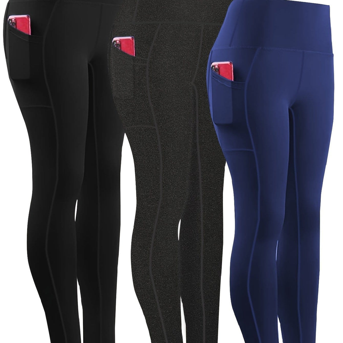 jkthpu-45 Black/hemp Gray/navy Blue / UK 16 Three-piece Set, Sports Yoga Pants for Women, High