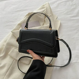 Dropshipman Black High Quality PU Leather Handbag Purse Women's Bag Solid Color Shoulder Crossbody Bags Lady Messenger Small Tote for Women Girls