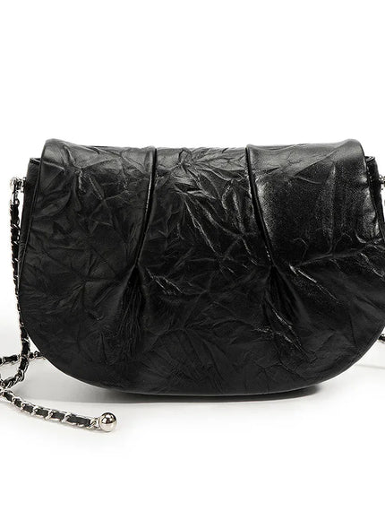 KissICON Black Hot Sale Small Saddle Chain Handbags Strap