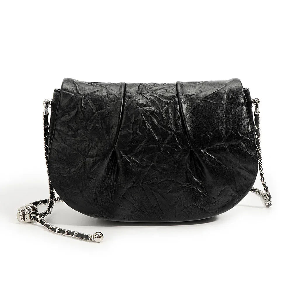 KissICON Black Hot Sale Small Saddle Chain Handbags Strap