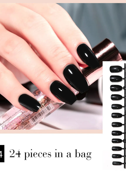 KissICON black KissIcon LULAA 24Pcs Press On Acrylic Nails Detachable