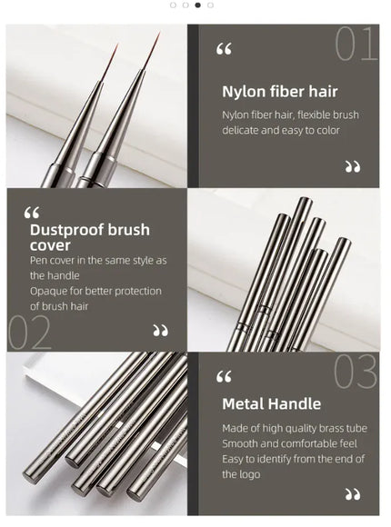 KissICON black KissIcon Nail Art Liner Brushes 6 To 25mm