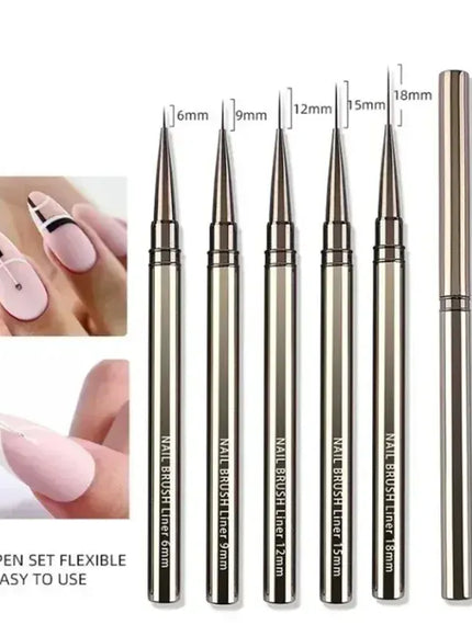 KissICON black KissIcon Nail Art Liner Brushes 6 To 25mm