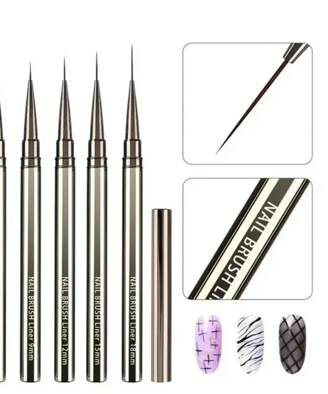 KissICON black KissIcon Nail Art Liner Brushes 6 To 25mm