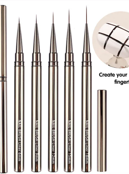 KissICON black KissIcon Nail Art Liner Brushes 6 To 25mm